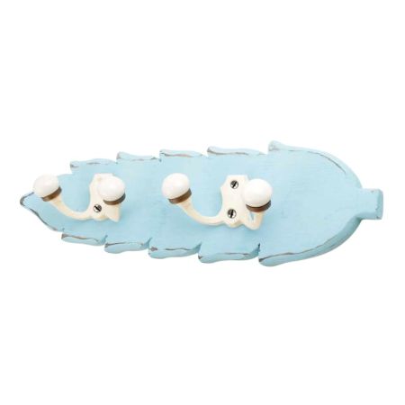 Turquoise Cream Double Loop Ceramic Iron Wooden Hooks